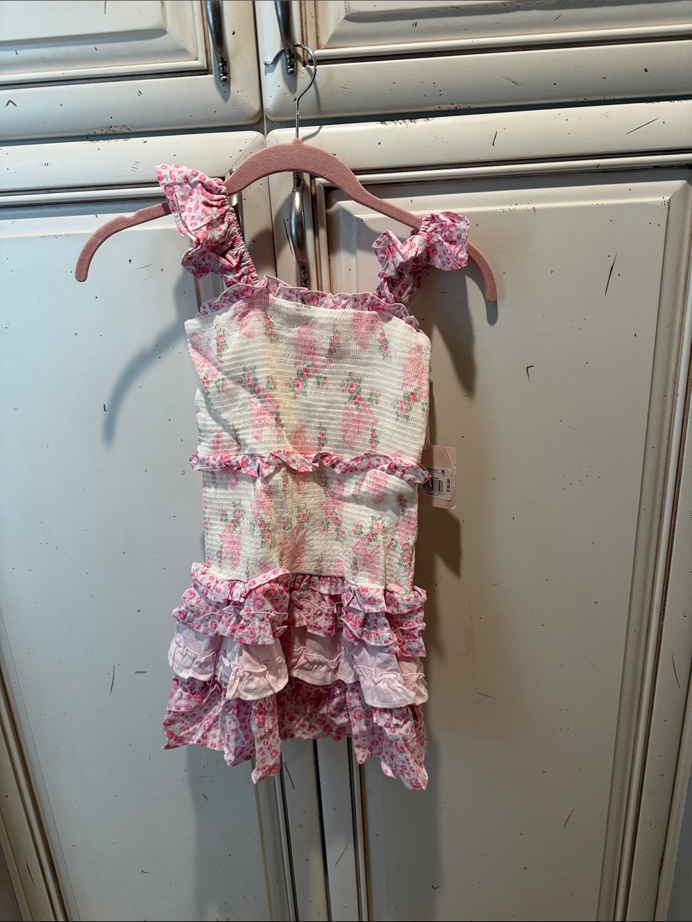 LoveShackFancy Pink Floral Ruffle Sundress for Girls